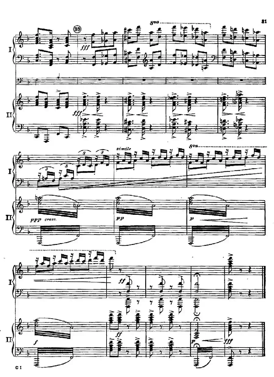 F大调爵士钢琴协奏曲(美版双钢琴原谱 P31—40)