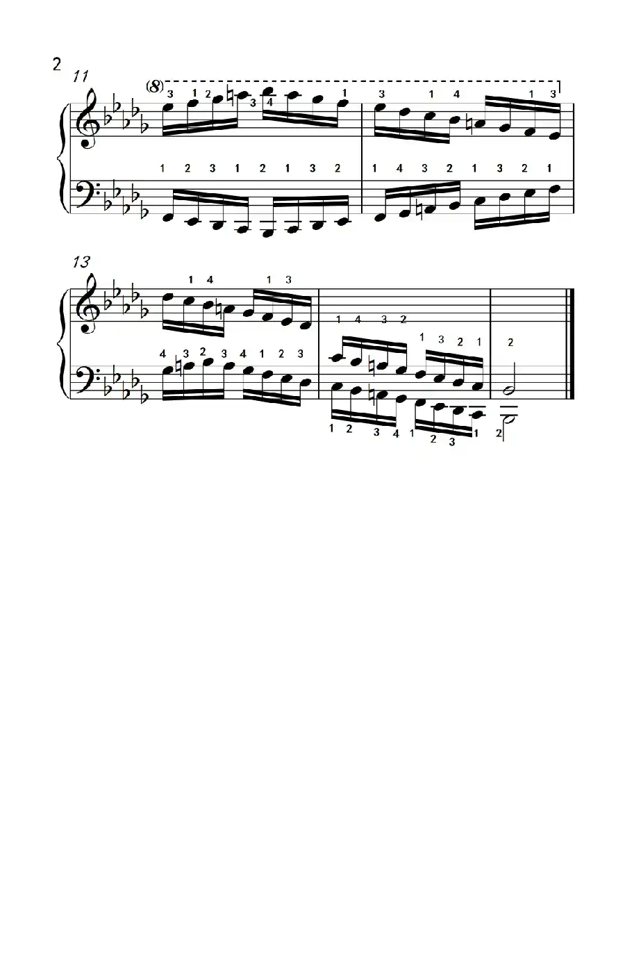 降B小调音阶(反向四个八度)(孩子们的钢琴音阶、和弦与琶音 2)