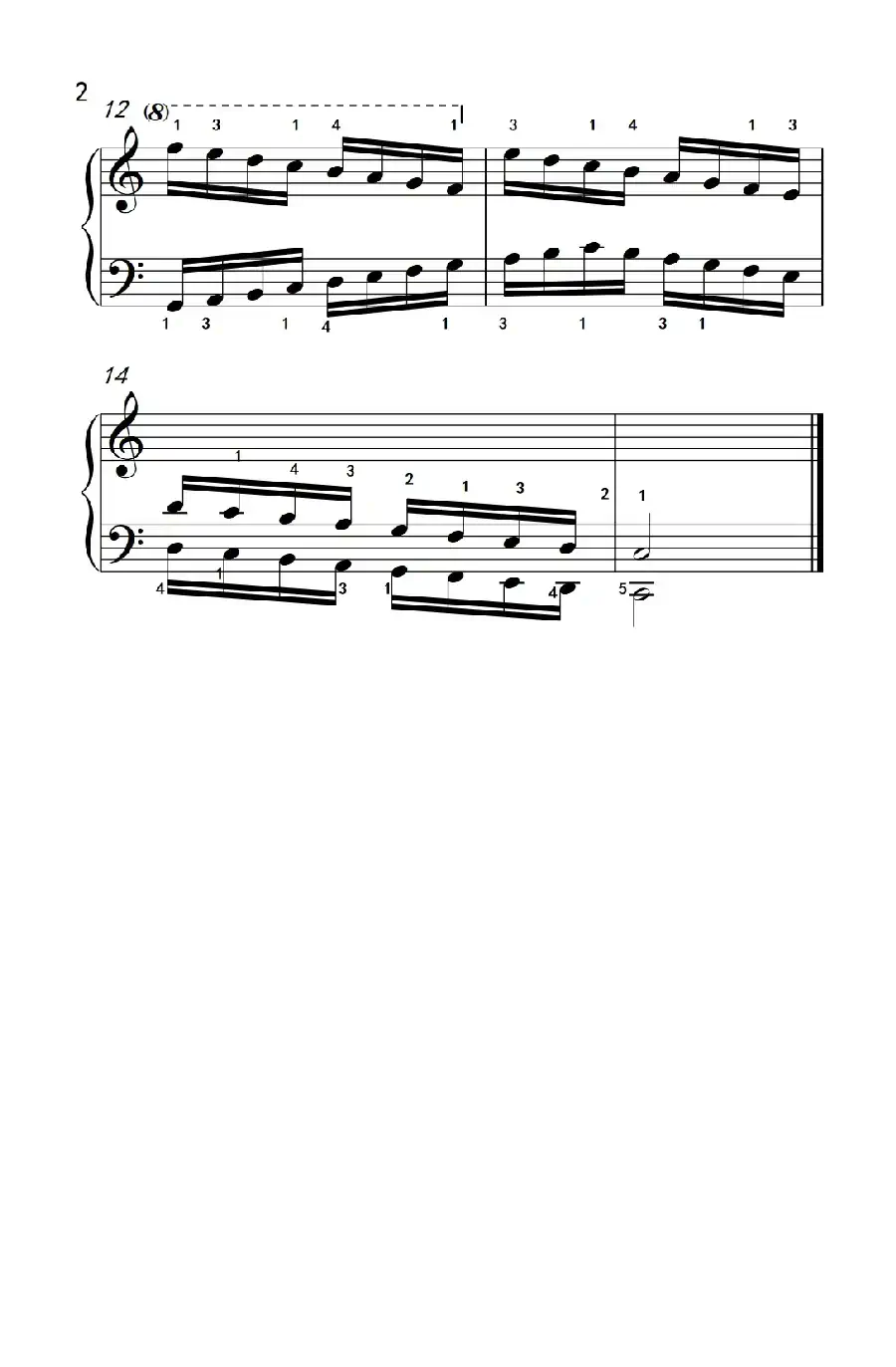C大调音阶(反向四个八度)(儿童钢琴练习曲)
