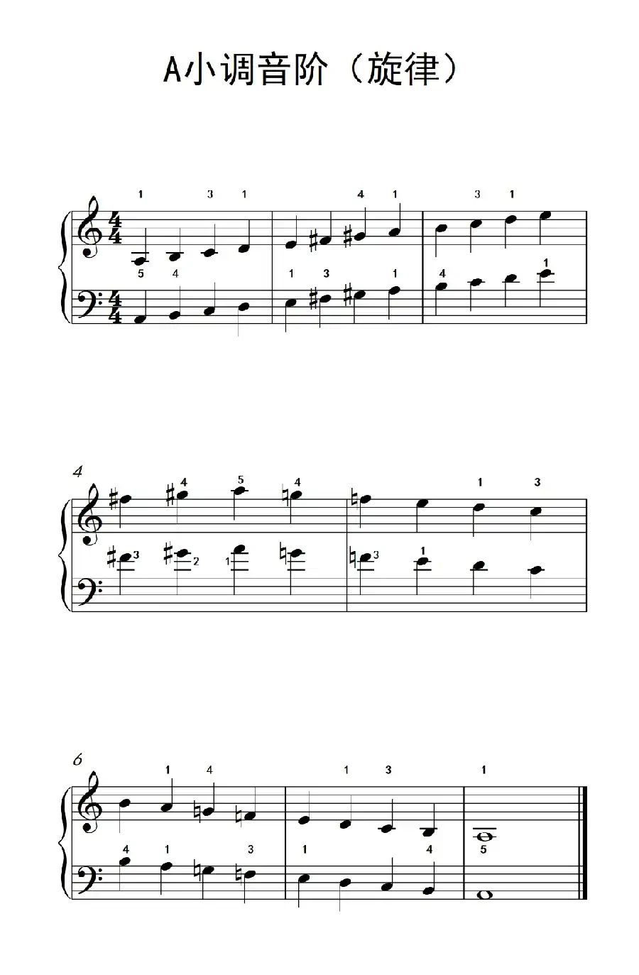 A小调音阶(旋律)(儿童钢琴练习曲)