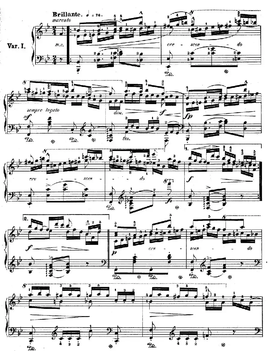 降B大调莫扎特主题变奏曲 Op.2(为钢琴与乐队而作)