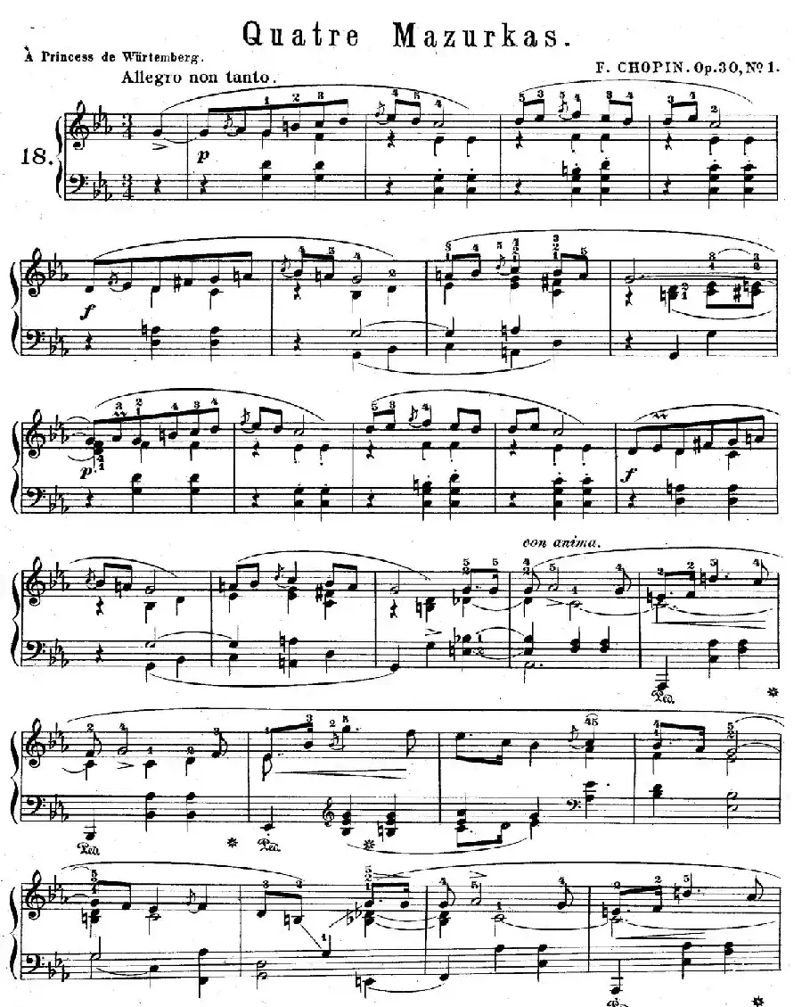 Quatre Mazurkas Op.30(4首玛祖卡舞曲·1)