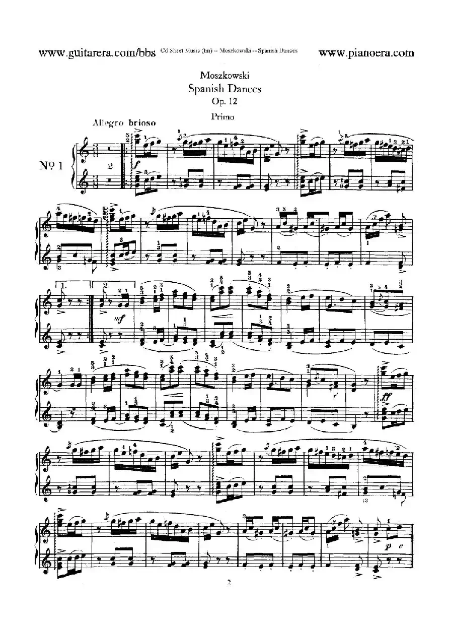 Spanish Dances Op.12(西班牙舞曲·四手联弹版)
