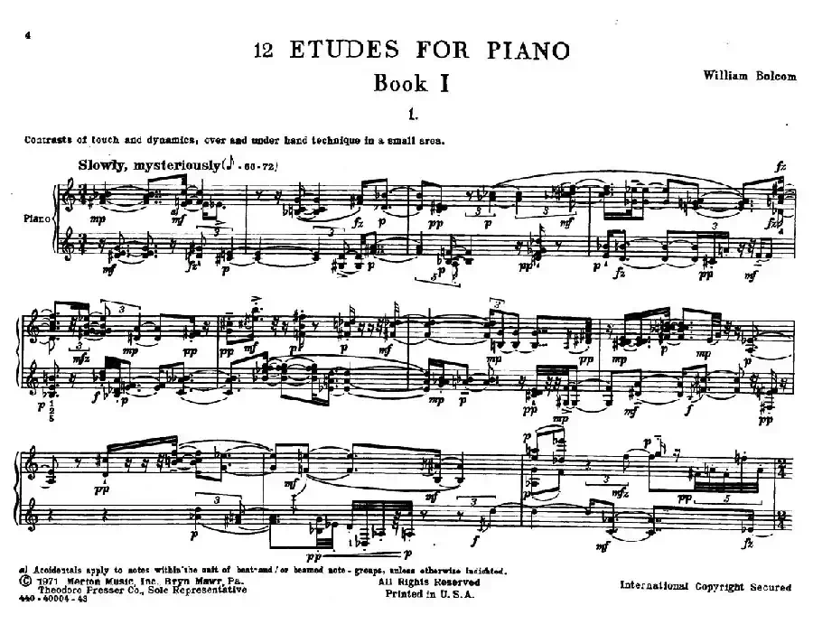 12 Etudes for Piano(博尔科姆12首钢琴练习曲·1)