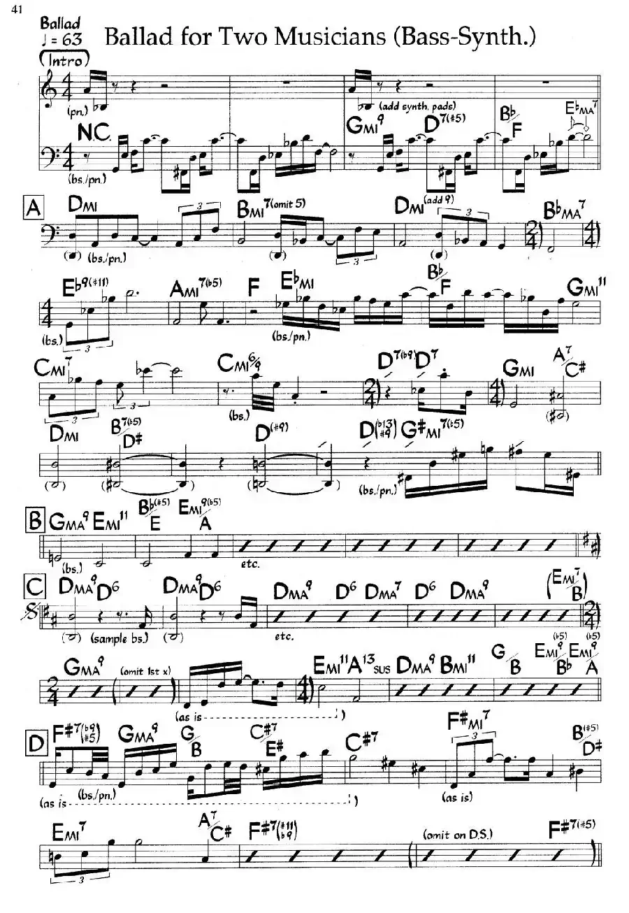 Ballad for Two Musicians(爵士钢琴曲)