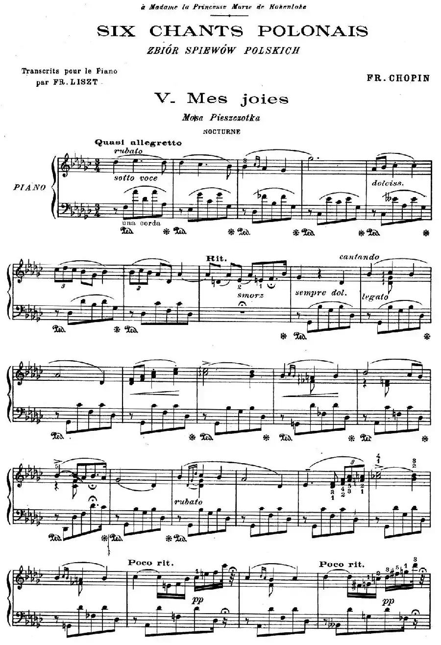6 Chants Polonais S.480(6首波兰歌曲·Ⅴ)