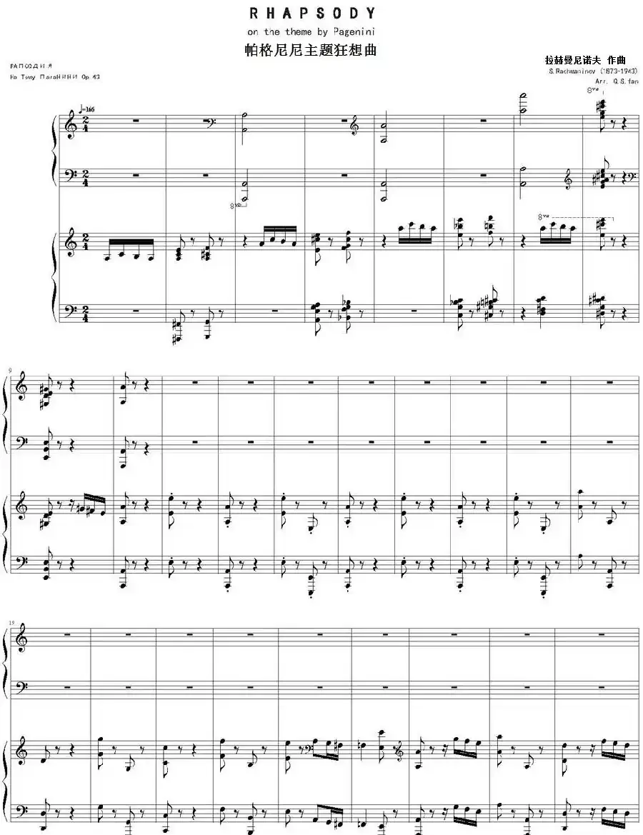 帕格尼尼主题狂想曲(Rhapsody on the theme by pagenini)