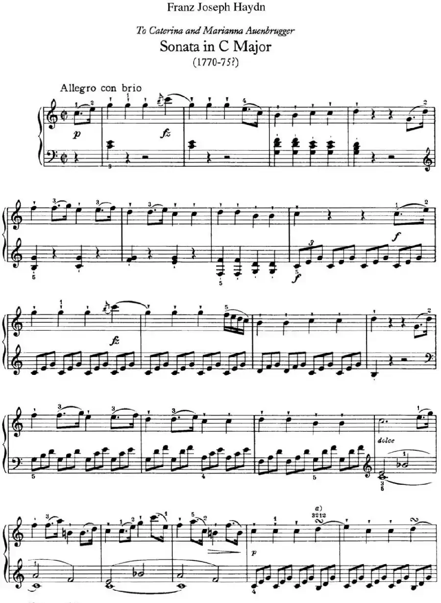 海顿 钢琴奏鸣曲 Hob XVI 35 in C major