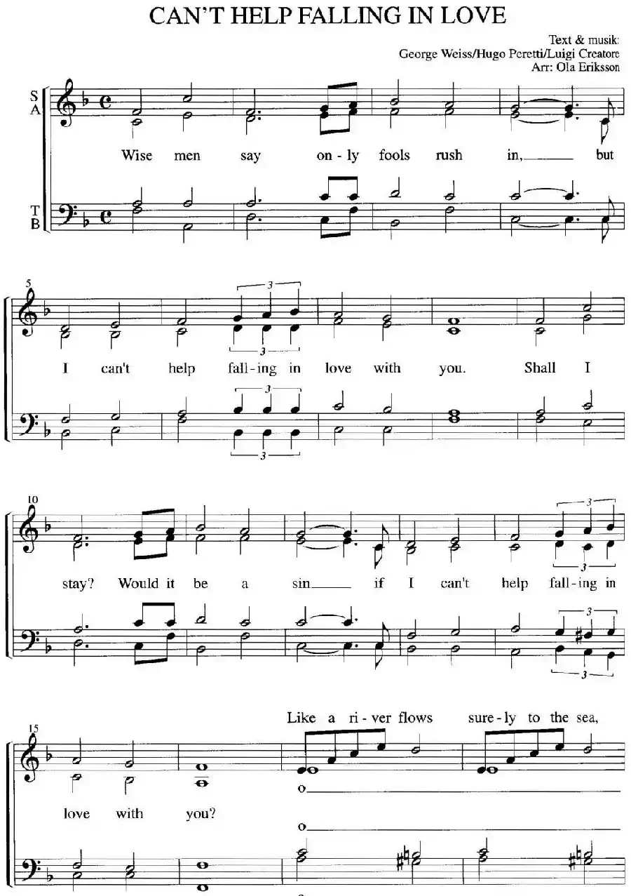 Can't help falling in love(四重奏)