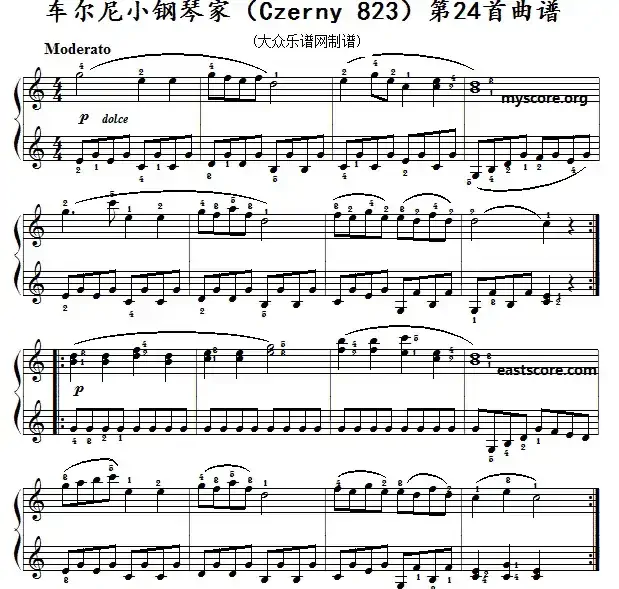 车尔尼《小钢琴家》(Czerny 823)第24首(曲谱及练习提示)