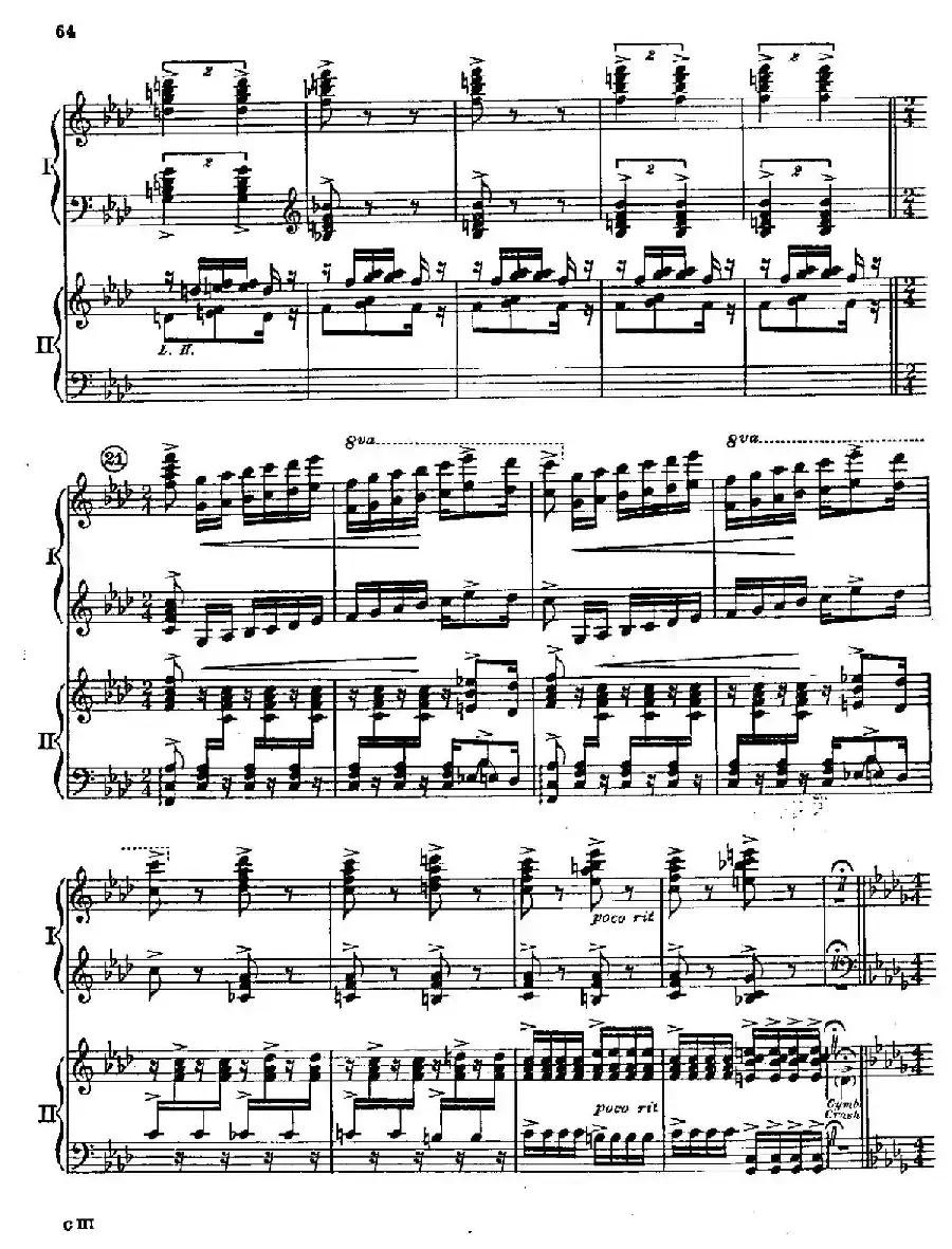 F大调爵士钢琴协奏曲(美版双钢琴原谱 P61—68)
