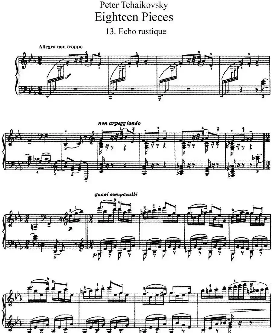 柴可夫斯基18首钢琴小品Op.72(13.Echo rustique)