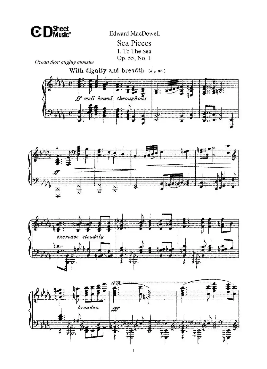 海景 Sea Pieces Op.55(No.1)