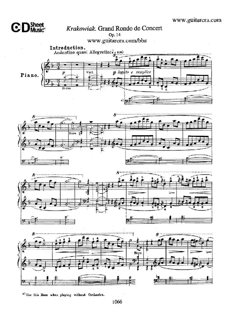 Krakowiak Grand Rondo de Concert Op.14 (克拉科维克音乐会用大回旋曲·钢琴独奏版)