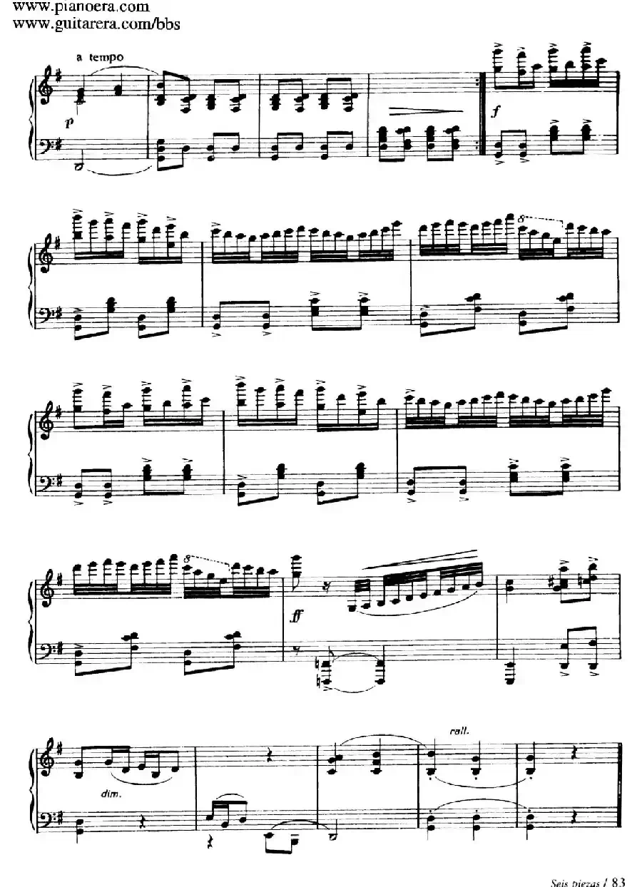 Six Pieces on Spanish Folksongs H.125(6首西班牙民谣小品·4. 巴斯克舞曲 Vascongada)