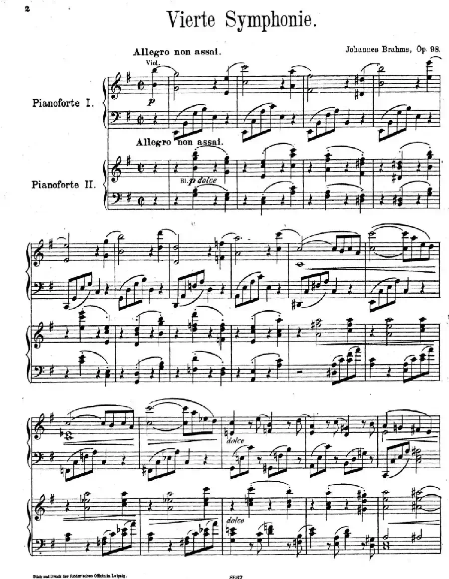 Symphony No.4 in e Minor Op.98(e小调第四交响曲·双钢琴)