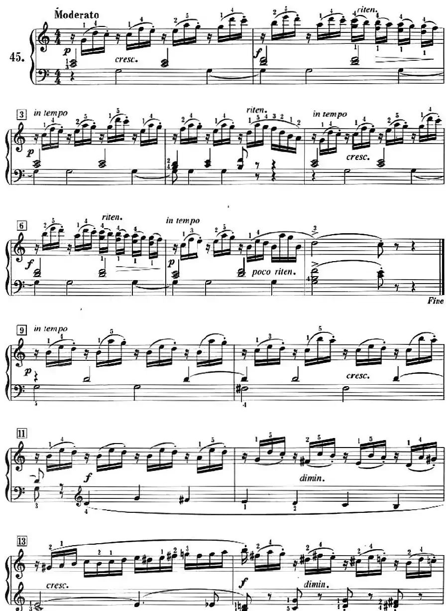 50首莱蒙钢琴练习曲 作品37(NO.45)