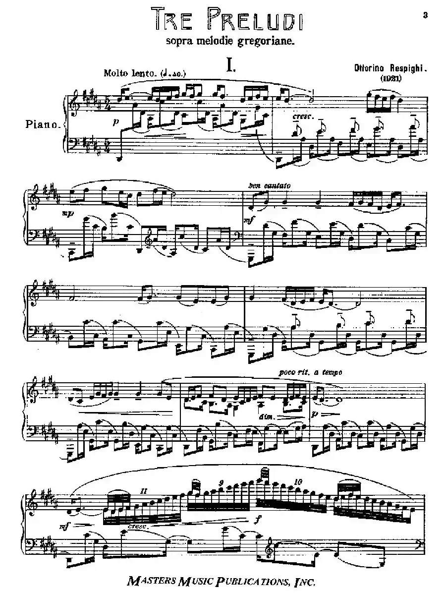Three Preludes on Gregorian Melodies(三首格里高利圣咏前奏曲 1. 很慢的慢板)