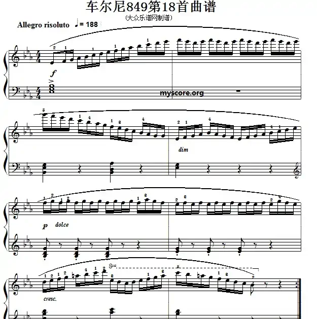 车尔尼(Czerny)849第18首曲谱及练习指导