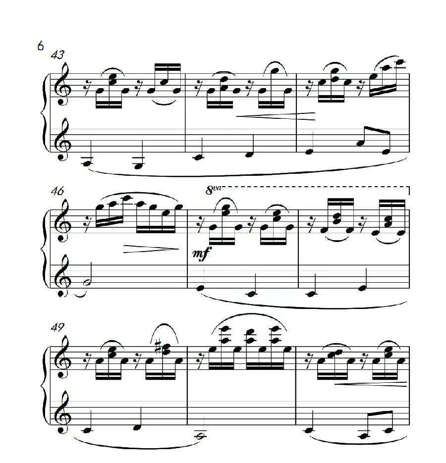 第六级B组 溪边嬉水(中国音乐学院钢琴考级作品1~6级)