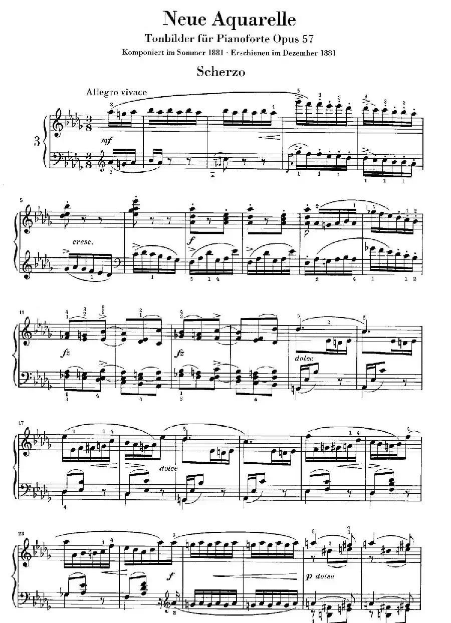 Neue Aquarelle Op.57(新水彩画·3. 谐谑曲)