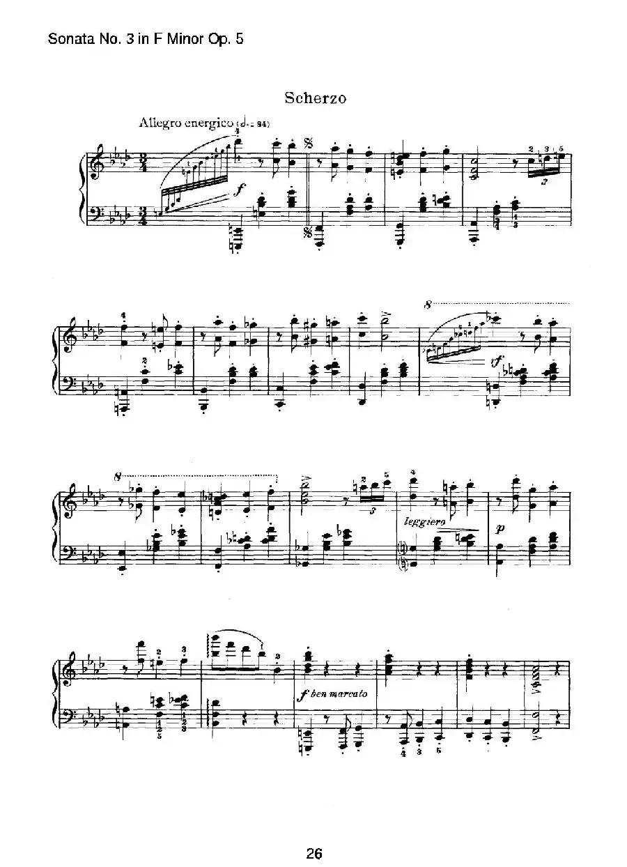 Piano Sonata No.3 in f Minor Op.5(f小调第三钢琴奏鸣曲)