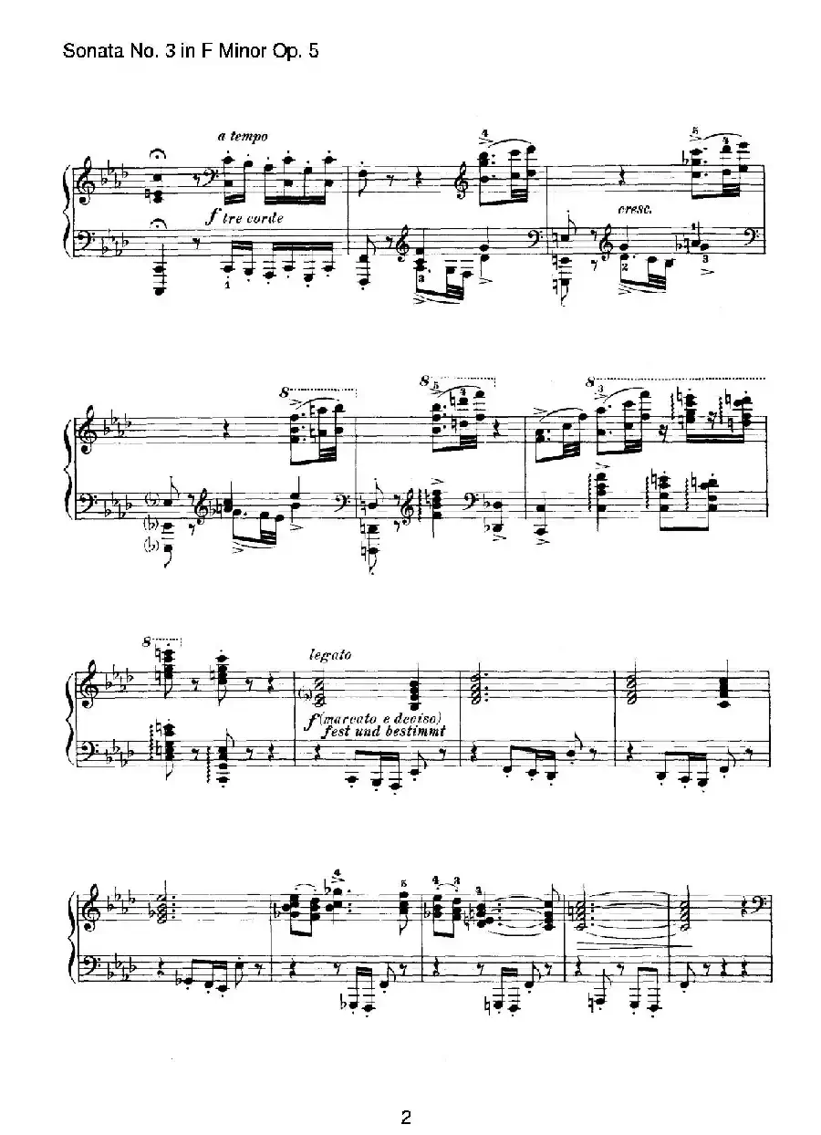 Piano Sonata No.3 in f Minor Op.5(f小调第三钢琴奏鸣曲)