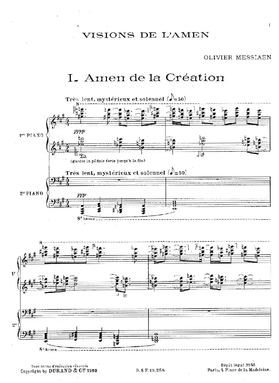 Visions de l'Amen(阿门的幻想·双钢琴·Ⅰ)