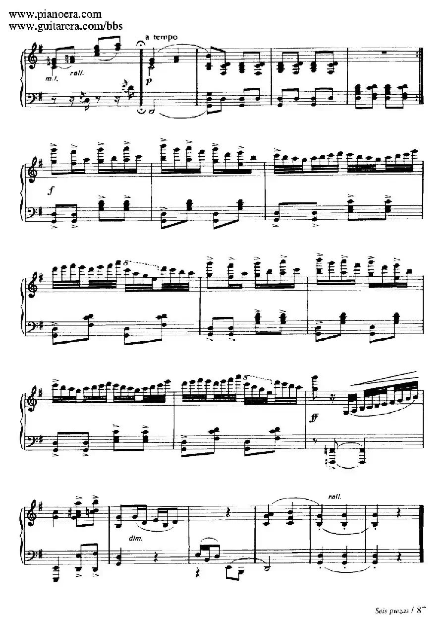 Six Pieces on Spanish Folksongs H.125(6首西班牙民谣小品·4. 巴斯克舞曲 Vascongada)
