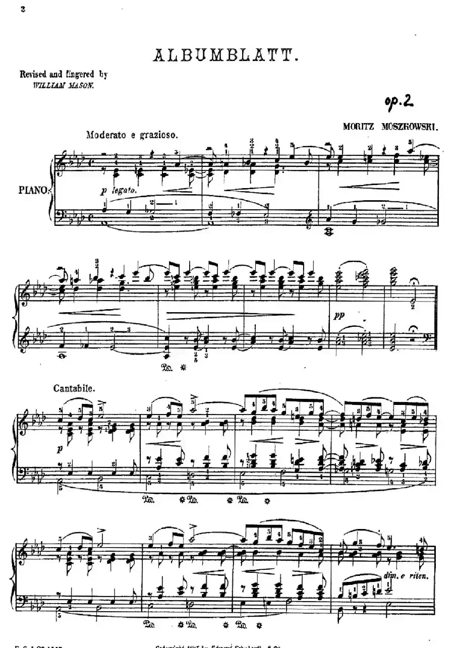 Albumblatt Op.2(纪念册的一页·莫什科夫斯基 作曲版)