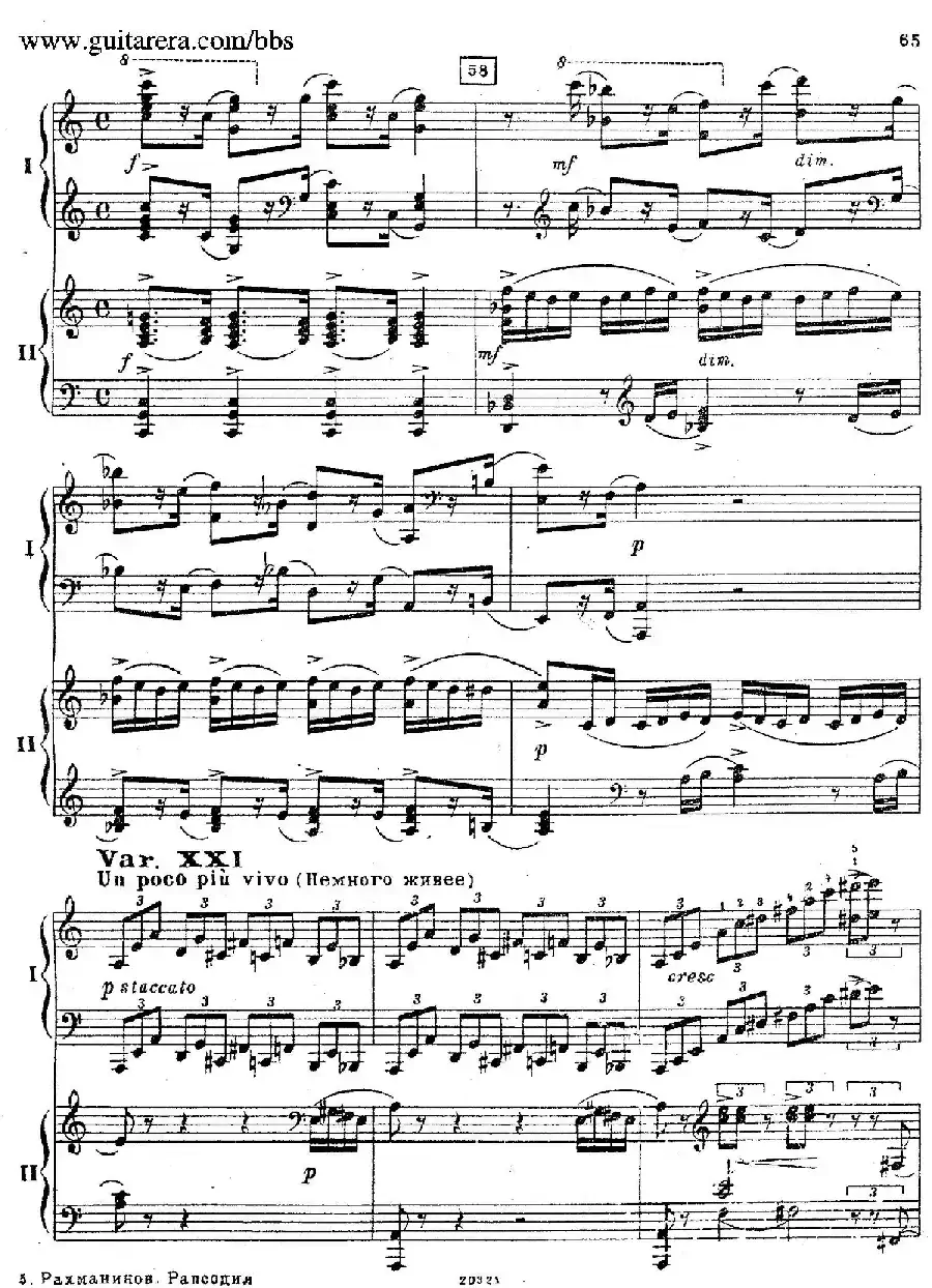 Rhapsody On A Theme Of Paganini Op.43(帕格尼尼主题狂想曲·双钢琴)(P61——87)