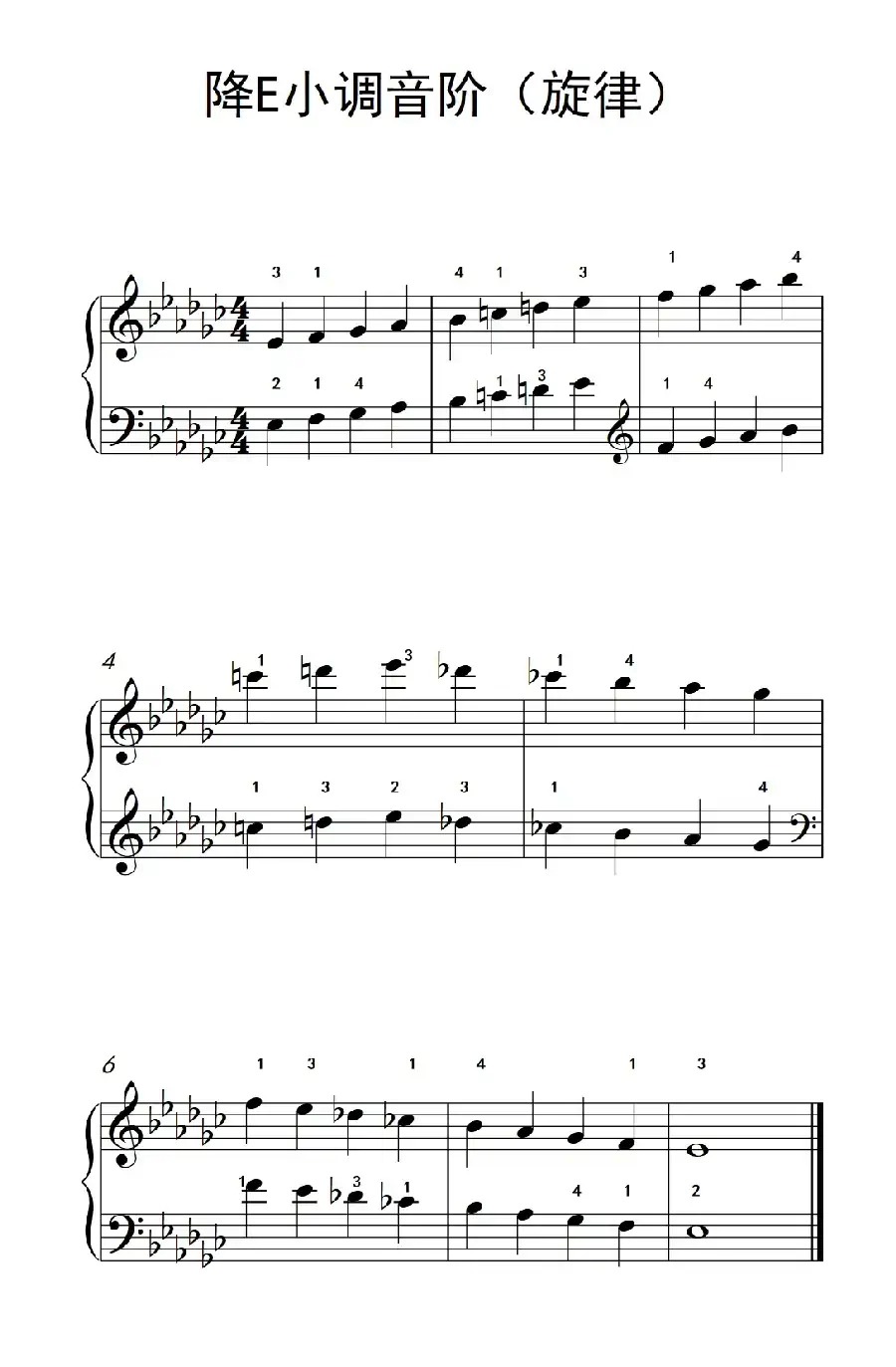 降E小调音阶(三度)(孩子们的钢琴音阶、和弦与琶音 2)