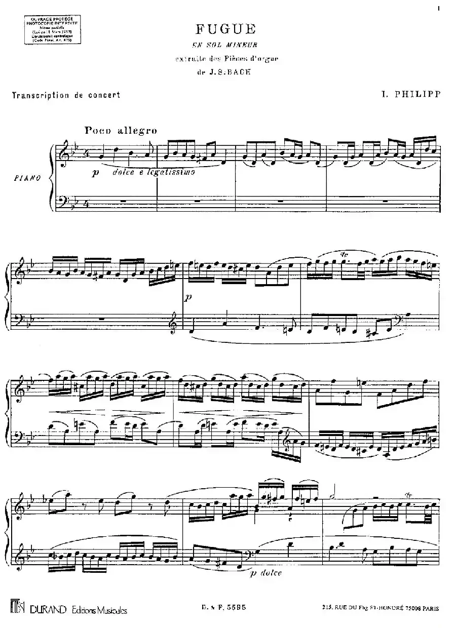 Fugue in g Minor BWV 578(g小调赋格·菲利普改编钢琴独奏版)