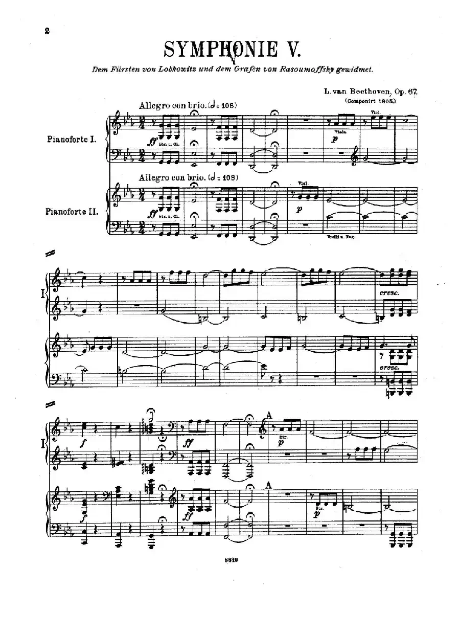Symphony No.5 in c Minor Op.67(双钢琴版第1——2乐章)