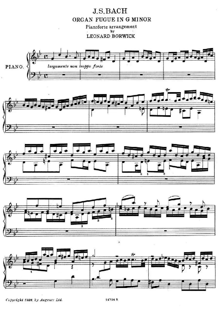 Fugue in g Minor BWV 578(g小调赋格·Borwick改编钢琴独奏版)