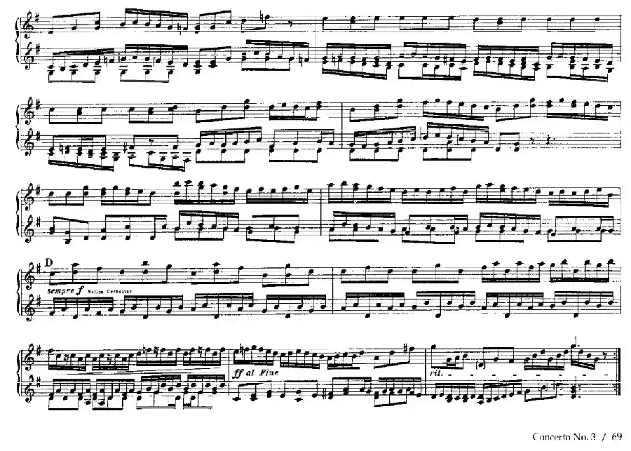 Brandenburg Concerto No.3 in G Major BWV.1048(G大调第三勃兰登堡协奏曲·四手联弹版)