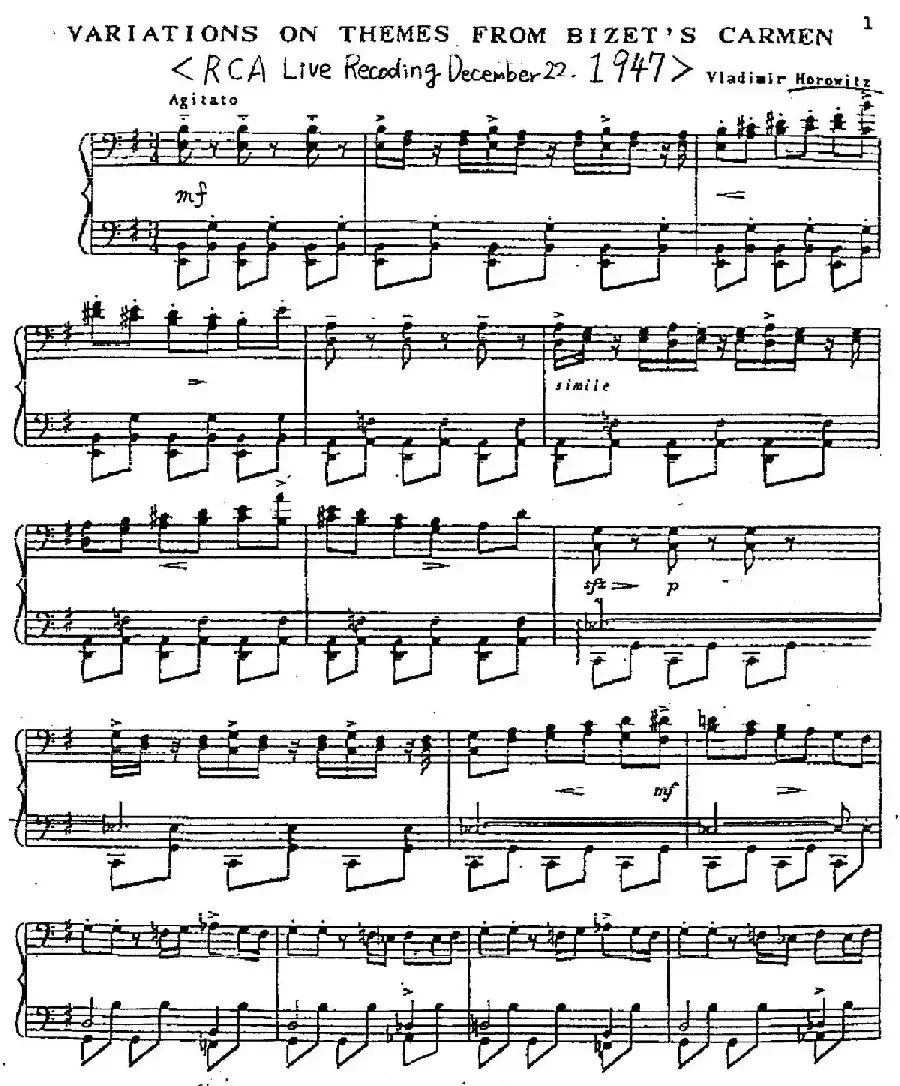 Carmen Variations 12 Pieces(12首卡门主题变奏曲·3)