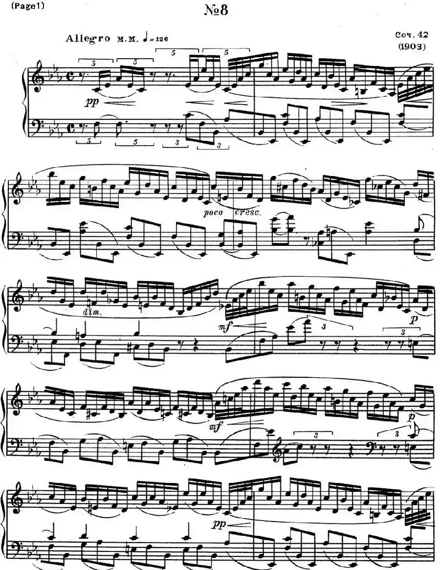 斯克里亚宾8首钢琴练习曲 Op42(No.8 Alexander Scriabin Etudes)