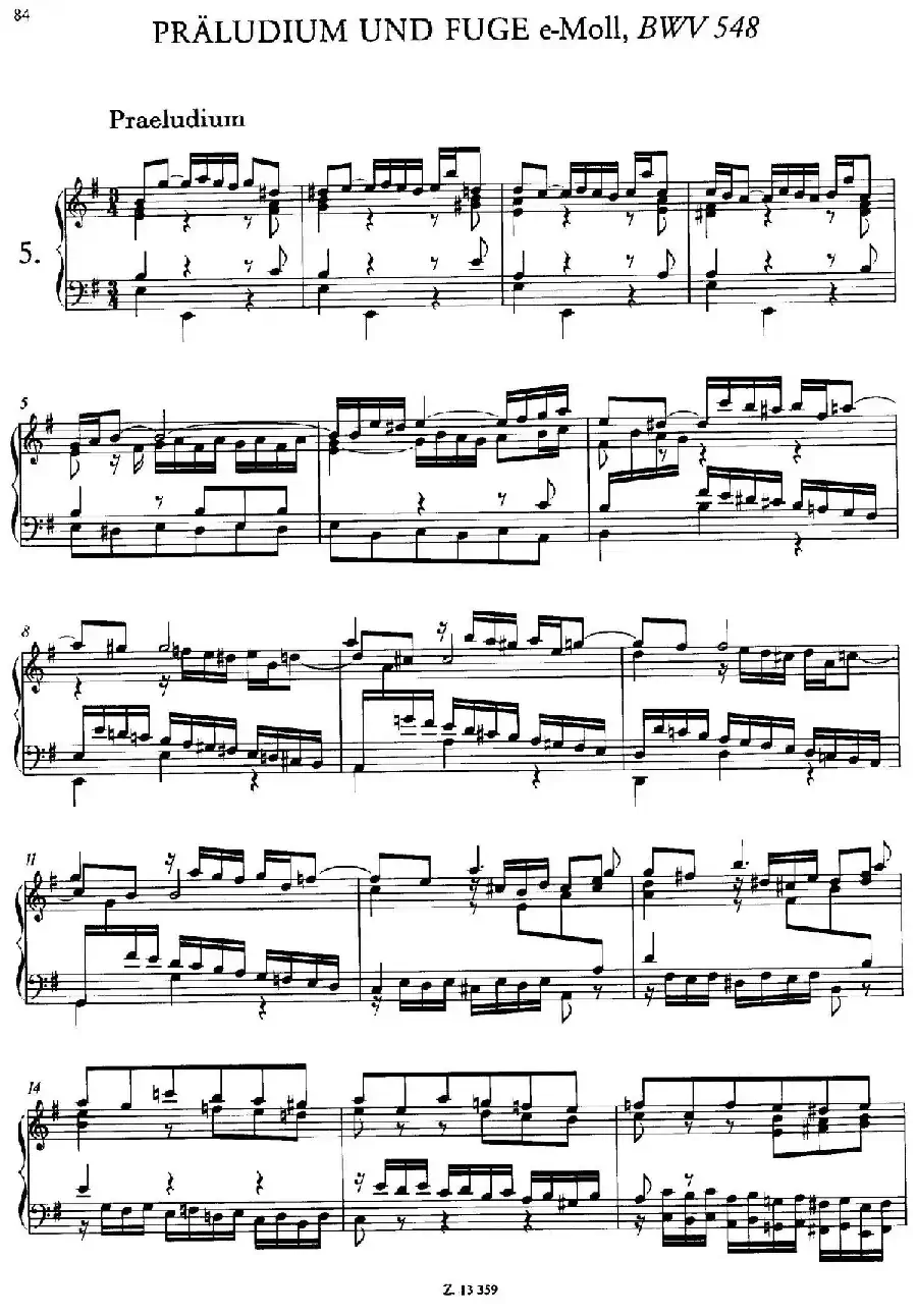 Prelude and Fugue in e Minor BWV 548(e小调前奏曲与赋格)