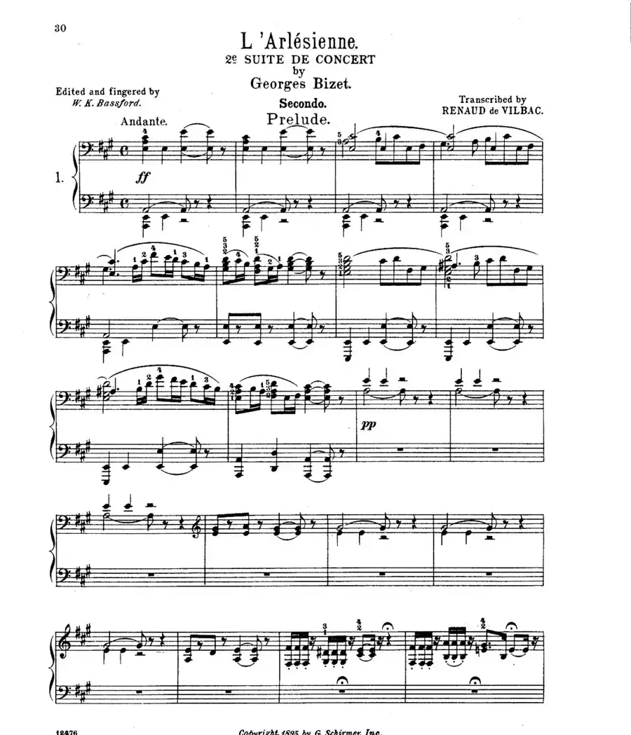 L'Arlesienne Suite No·2(阿莱城姑娘·第二组曲·四手联弹)