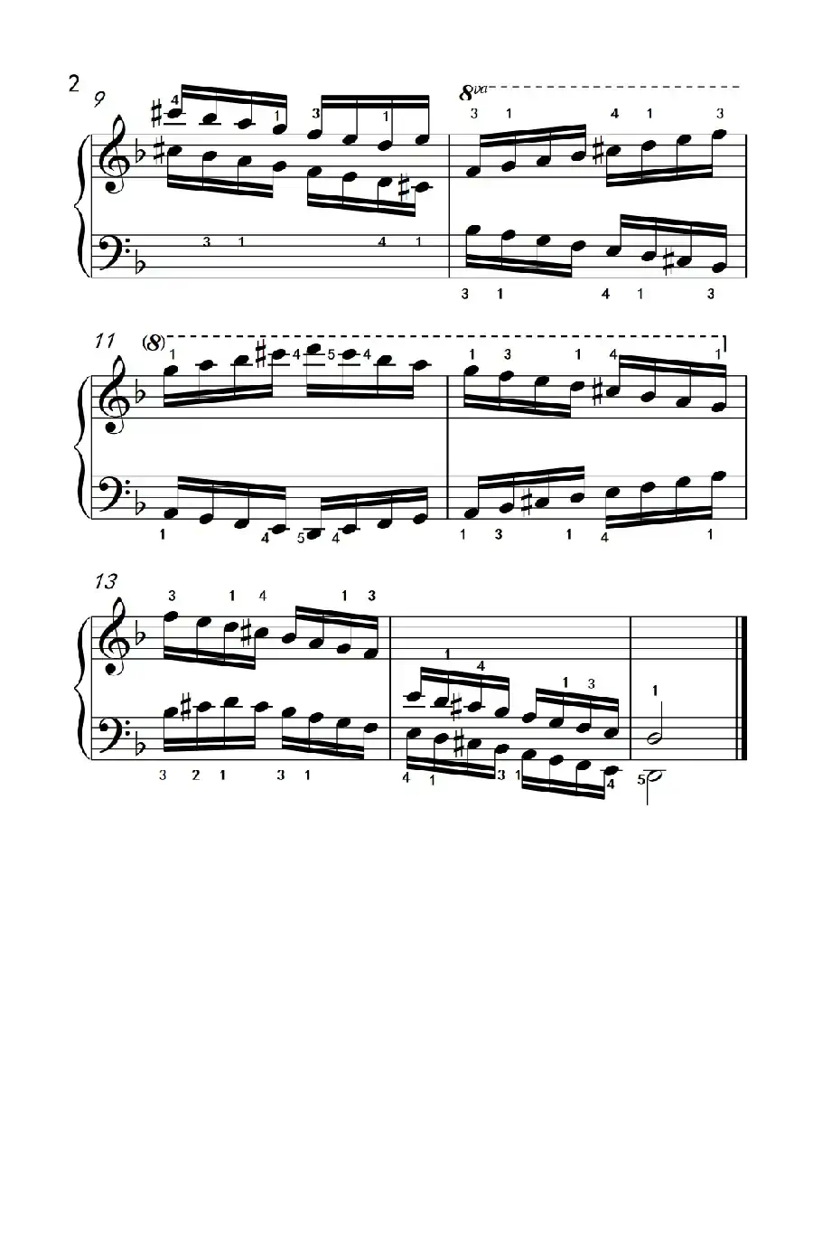D小调音阶(反向四个八度)(儿童钢琴练习曲)