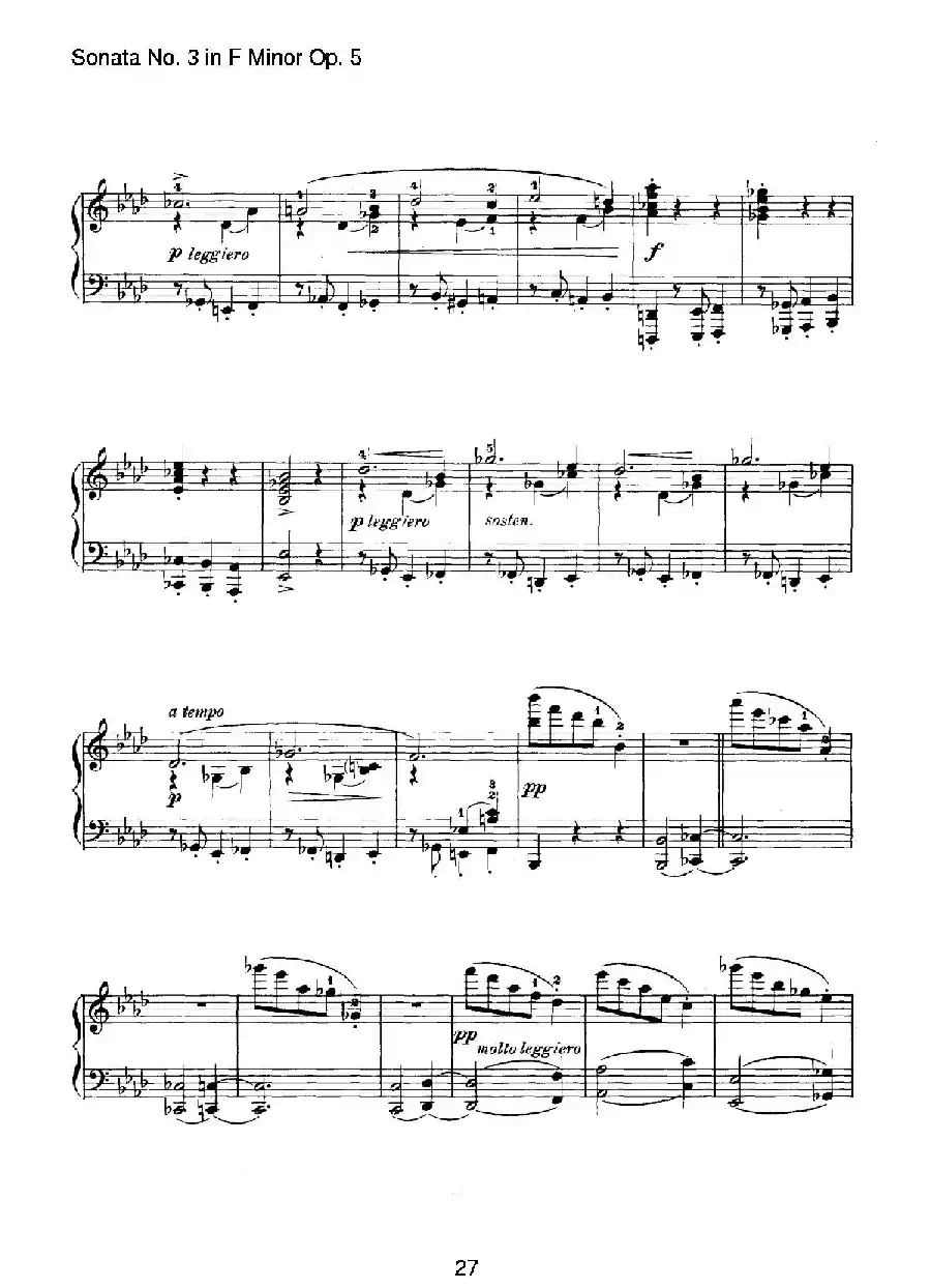 Piano Sonata No.3 in f Minor Op.5(f小调第三钢琴奏鸣曲)