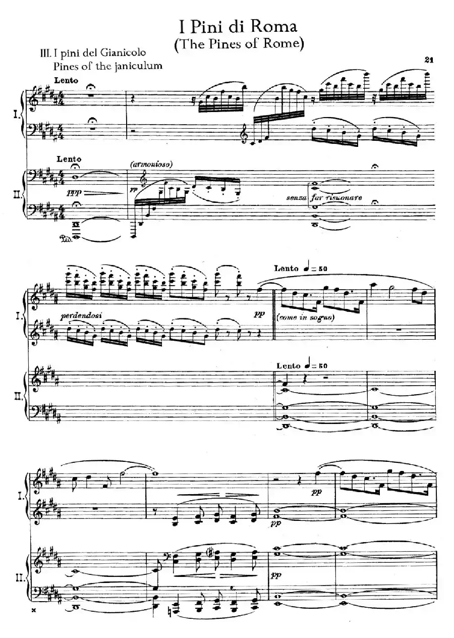 The Pines of Rome(交响诗《罗马的松树》·双钢琴)(第三部分:吉阿尼库伦山的松树)