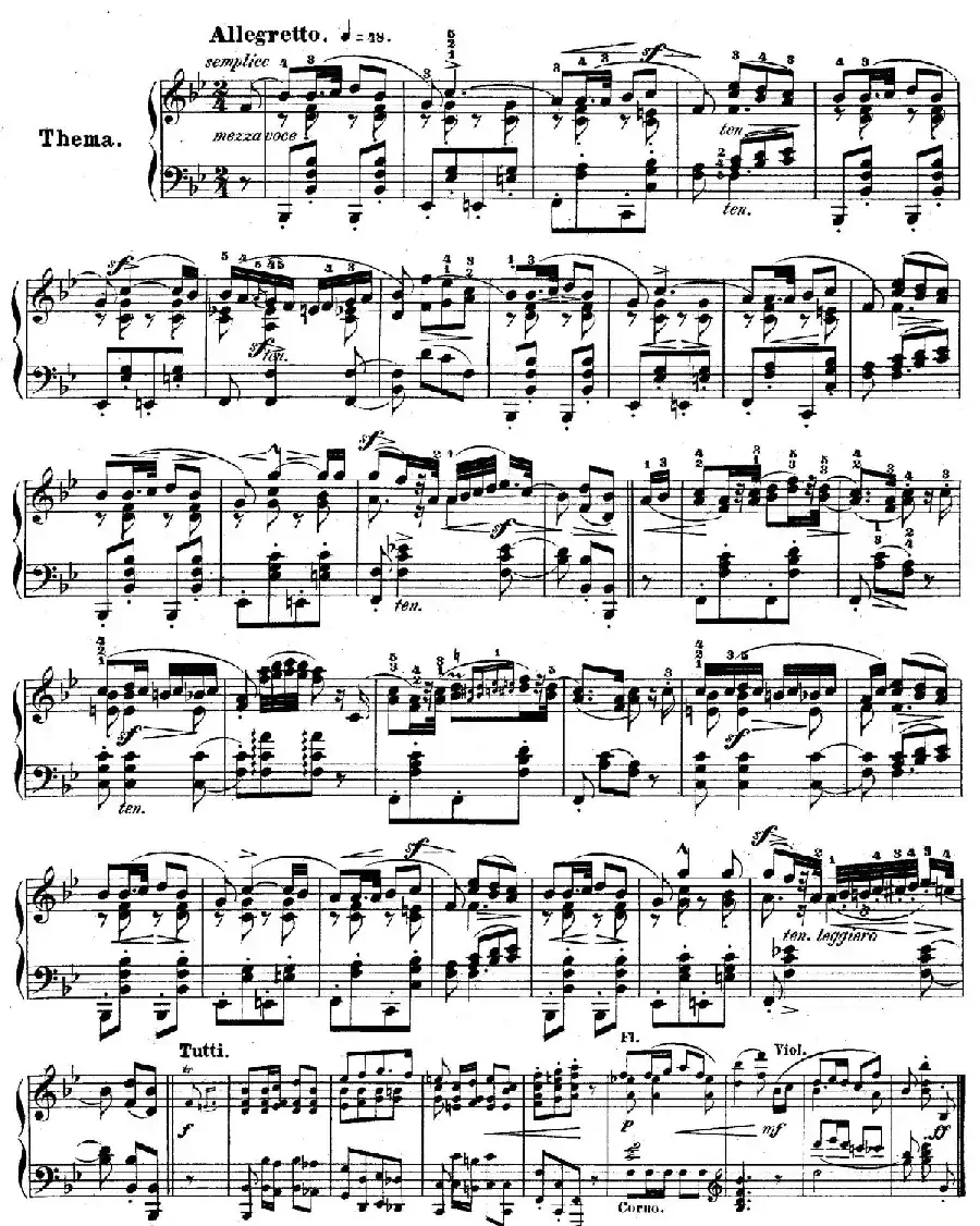 降B大调莫扎特主题变奏曲 Op.2(为钢琴与乐队而作)