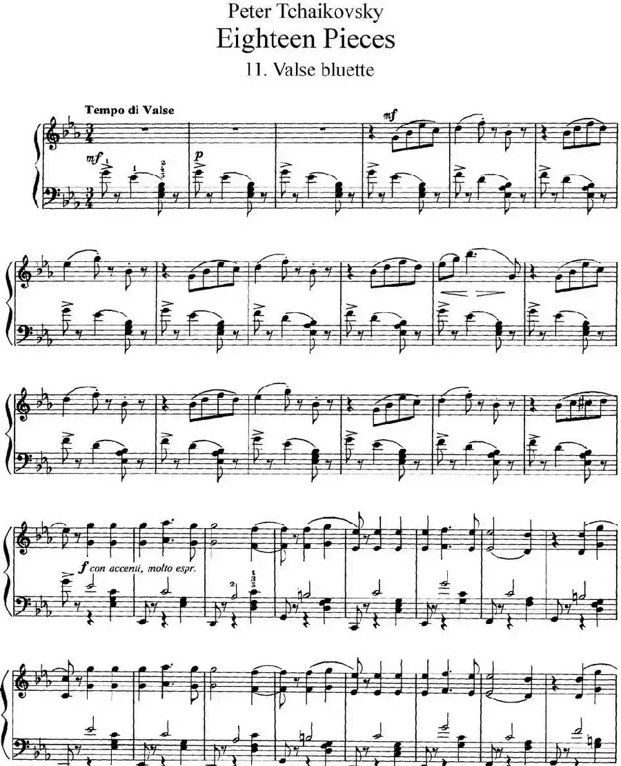 柴可夫斯基18首钢琴小品Op.72(11.Valse bluette)