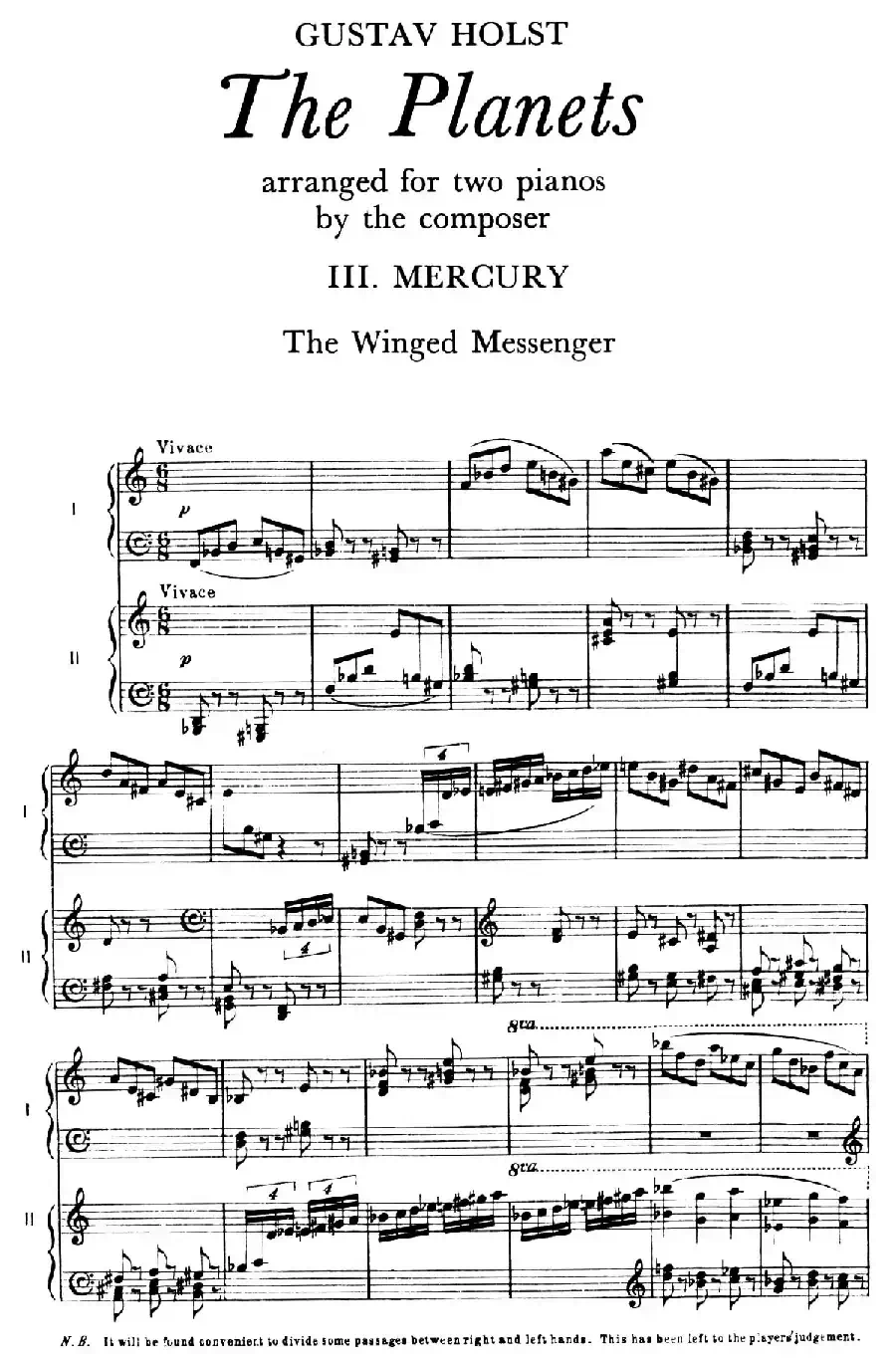 The Planets Op.32(双钢琴)(行星·第三乐章 水星—飞行使者)