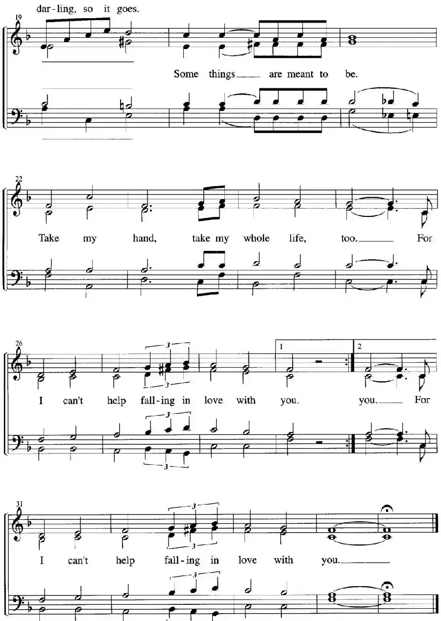 Can't help falling in love(四重奏)