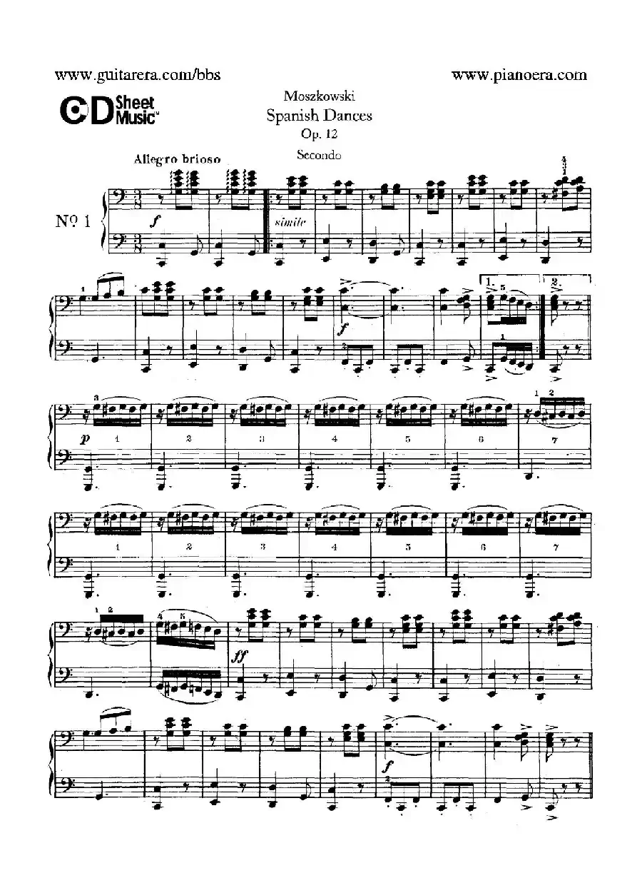 Spanish Dances Op.12(西班牙舞曲·四手联弹版)