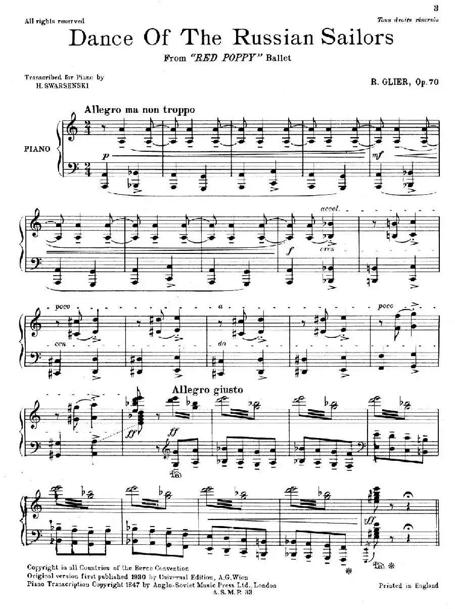 Gliere - Swarsenki - Danza De Los Marineros Rusos Op.70(俄罗斯水兵舞)