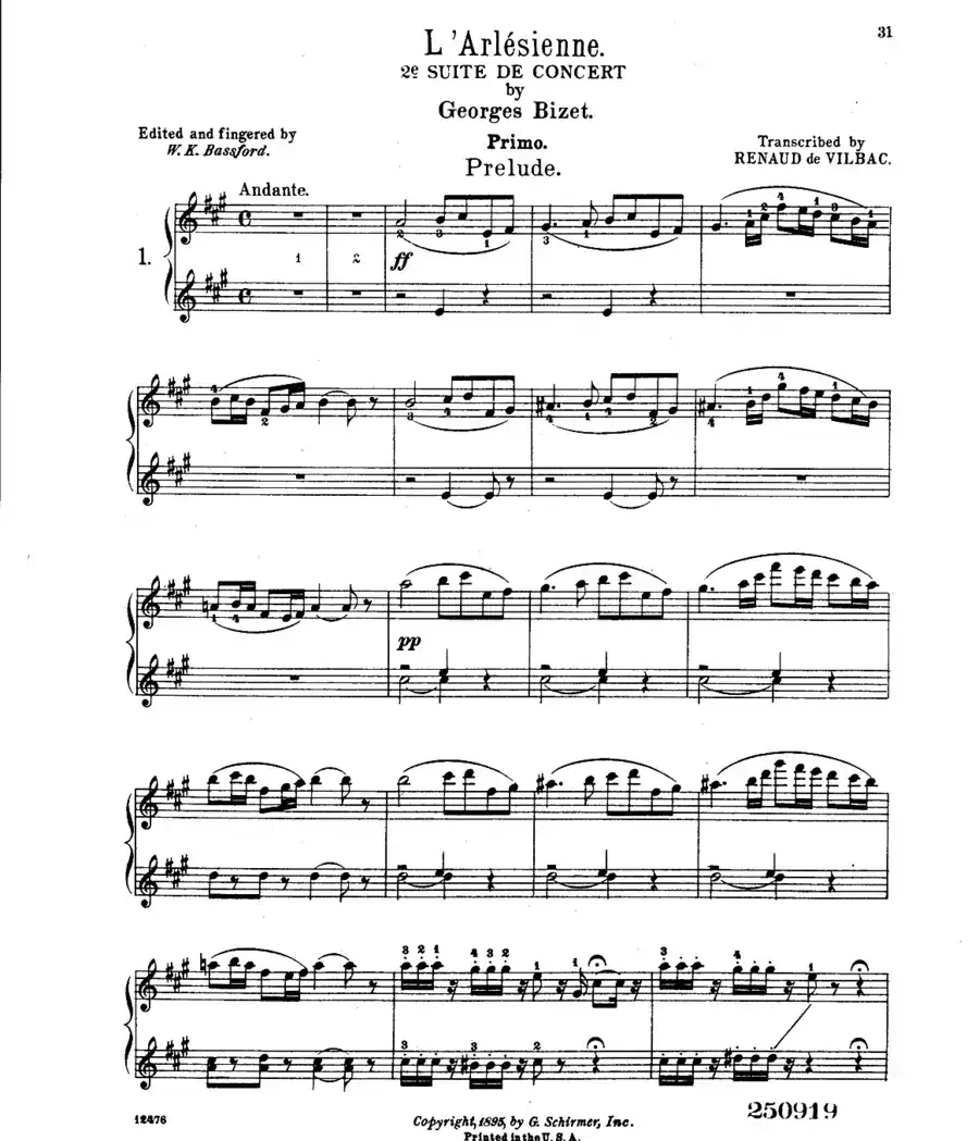 L'Arlesienne Suite No·2(阿莱城姑娘·第二组曲·四手联弹)